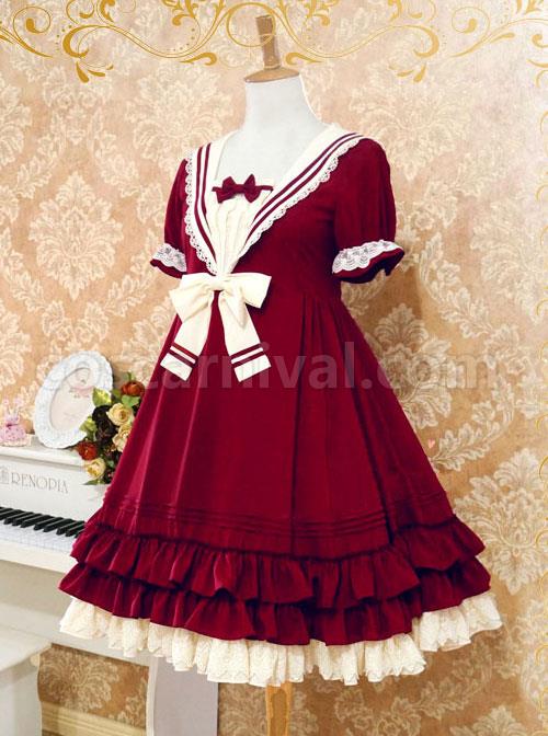 Navy-Blue-Bowknot-Sweet-Lolita-Short-Sleeve-Dress-coscarnival-524.jpg