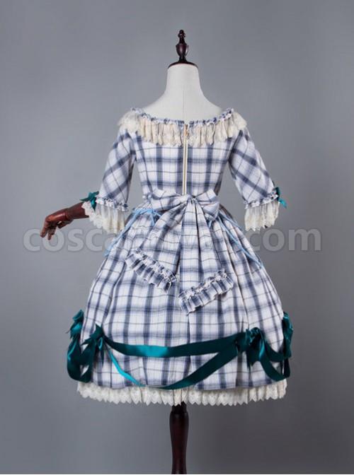 Neckline-Lace-Embroidery--Blue-High-Waist-Skirt-Dress-coscarnival-5007