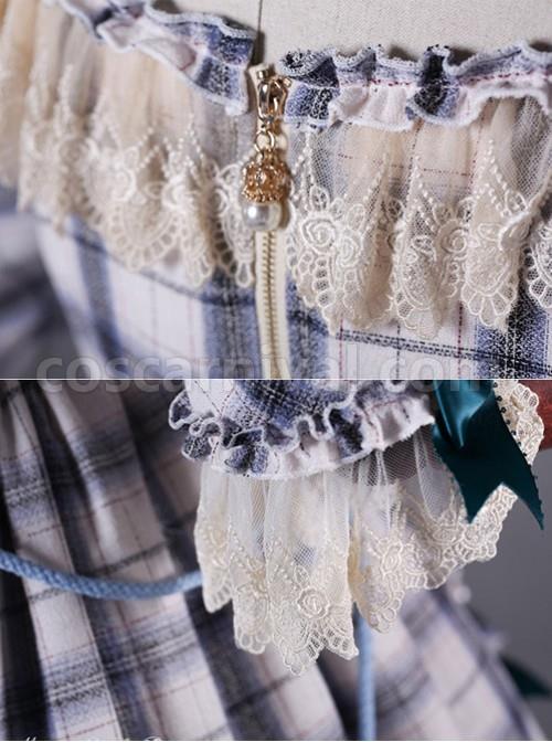 Neckline-Lace-Embroidery--Blue-High-Waist-Skirt-Dress-coscarnival-5009