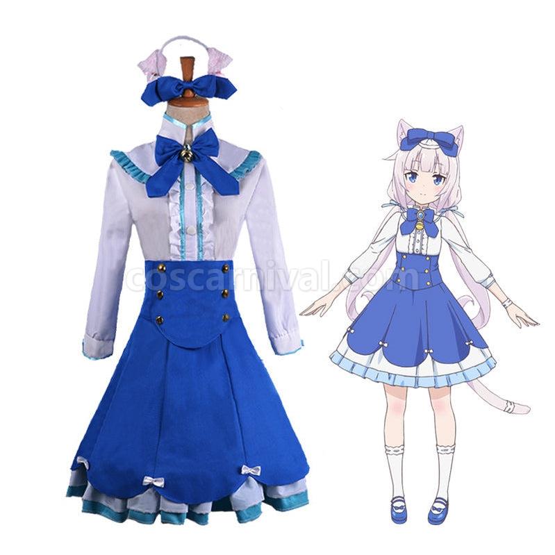 Nekopara Catgirl Vanilla Blue Dress Outfits Cosplay Costume coscarnival011113089