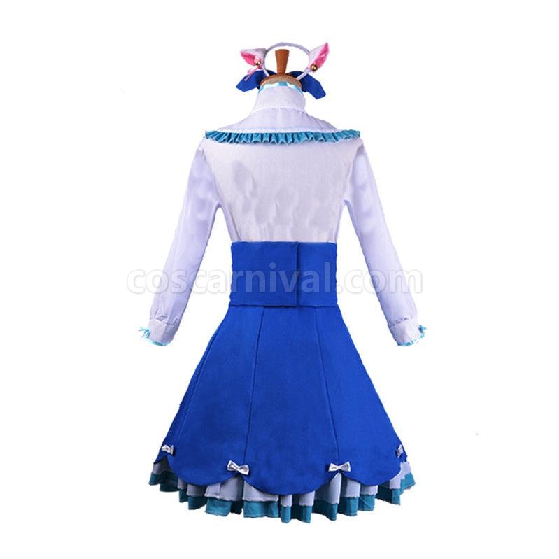 Nekopara Catgirl Vanilla Blue Dress Outfits Cosplay Costume coscarnival011113123