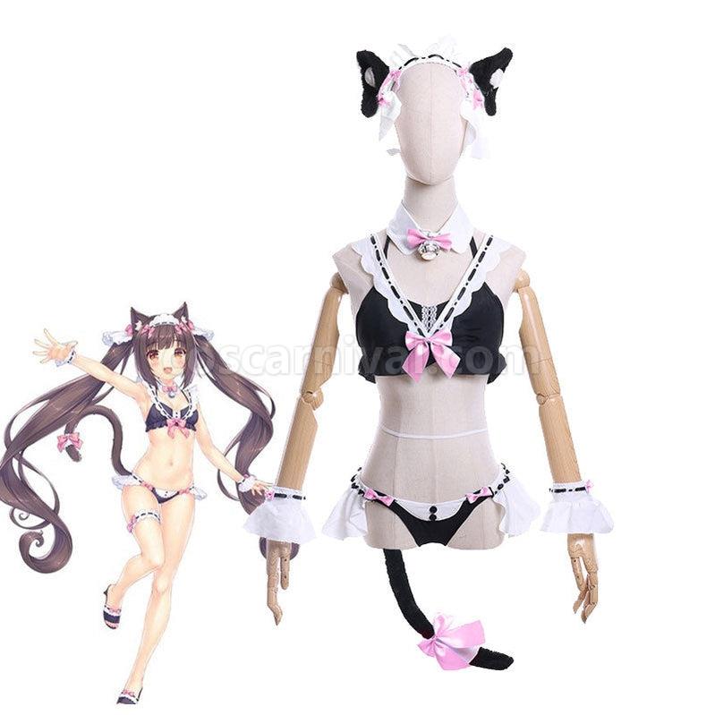 Nekopara Chocola Vanilla Maid Swimsuit Halloween Cosplay Costumes coscarnival011111128