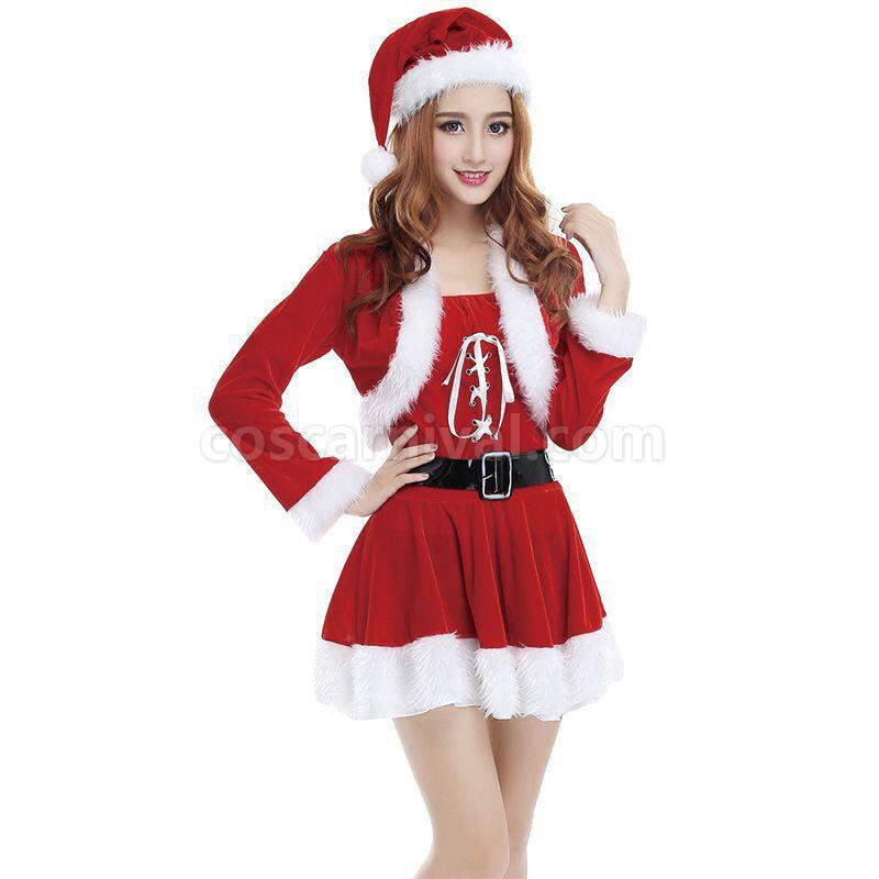 New Women's Sexy Christmas Cosplay Costume Halloween Costume Dress With Hat coscarnival01118858