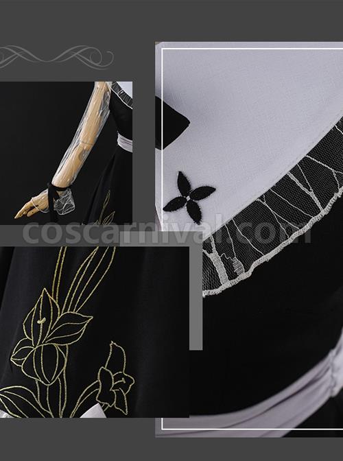 Night Lily Series Black Gothic Lolita Long Sleeve Dress coscarnival