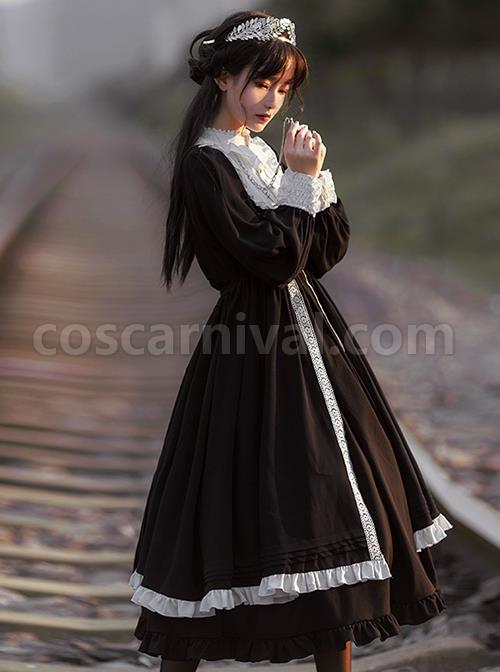 Nun-Style-Black-White-Stand-Up-Collar-Lace-Ruffles-Large-Skirt-Classic-Lolita-Long-Sleeved-Dress-coscarnival-2479