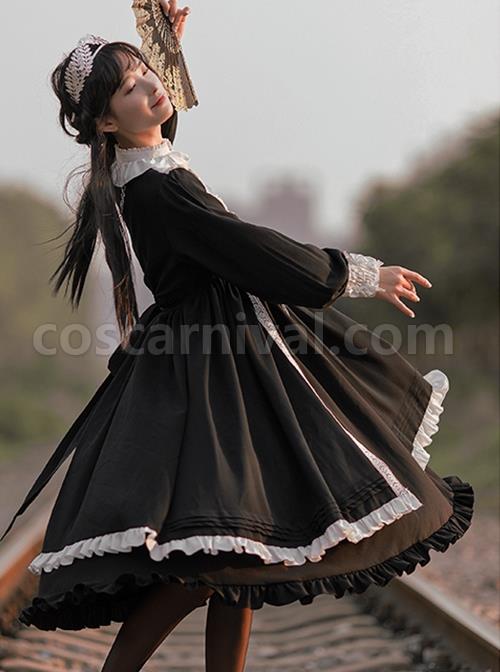 Nun-Style-Black-White-Stand-Up-Collar-Lace-Ruffles-Large-Skirt-Classic-Lolita-Long-Sleeved-Dress-coscarnival-2488