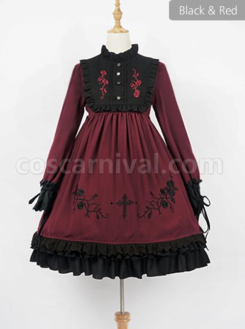 Oath Roses Series OP Gothic Lolita Long Sleeve Dress coscarnival