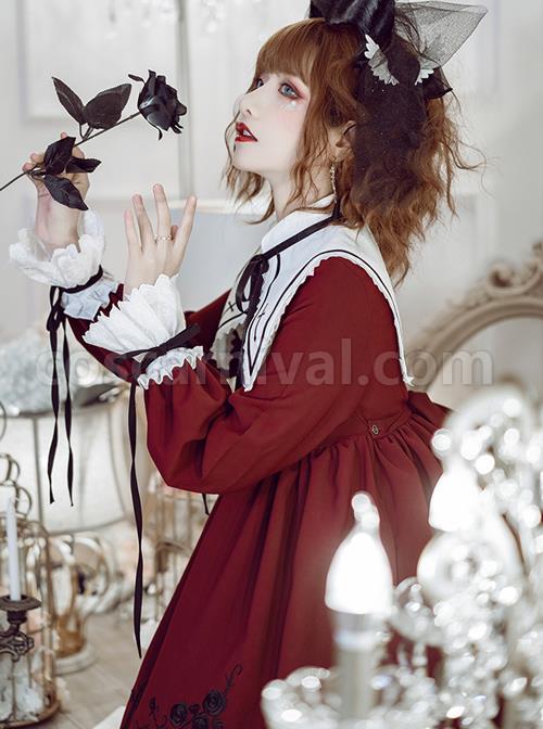 Oath Roses Series OP Gothic Lolita Long Sleeve Dress coscarnival
