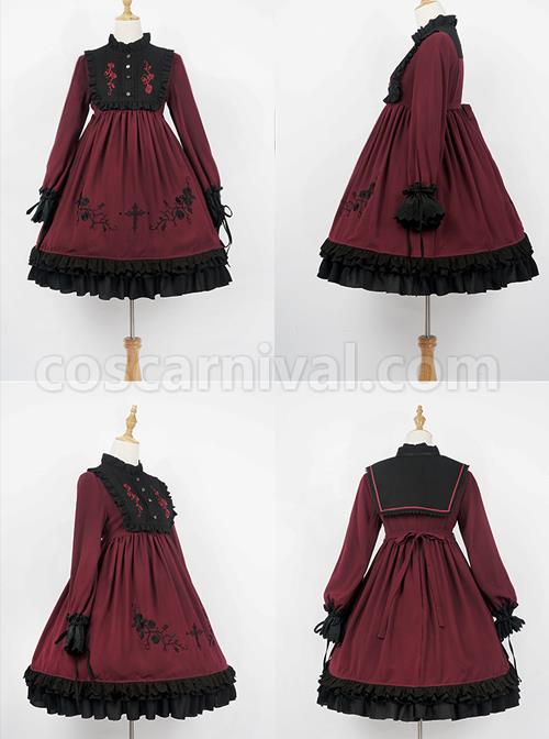 Oath Roses Series OP Gothic Lolita Long Sleeve Dress coscarnival