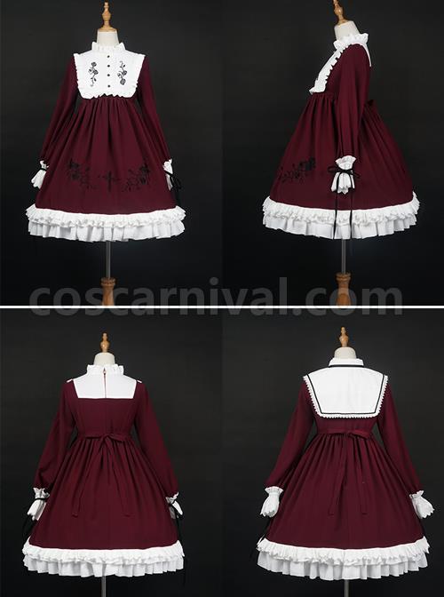 Oath Roses Series OP Gothic Lolita Long Sleeve Dress coscarnival