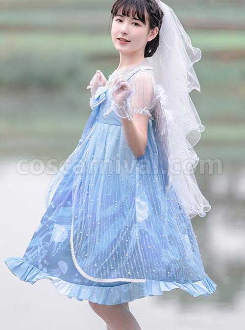 Ocean-Series-Whale-And-Jellyfish-Printing-Classic-Lolita-Blue-Sling-Dress-coscarnival-4176