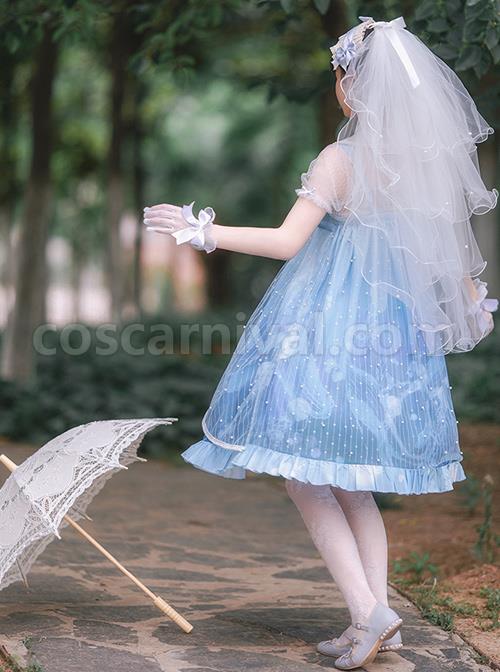 Ocean-Series-Whale-And-Jellyfish-Printing-Classic-Lolita-Blue-Sling-Dress-coscarnival-4190