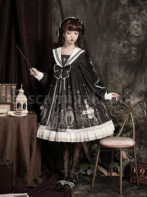 Ode To The Cross Series OP Gothic Lolita Long Sleeve Dress coscarnival
