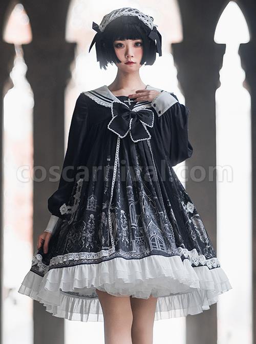 Ode To The Cross Series OP Gothic Lolita Long Sleeve Dress coscarnival