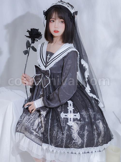Ode To The Cross Series OP Gothic Lolita Long Sleeve Dress coscarnival