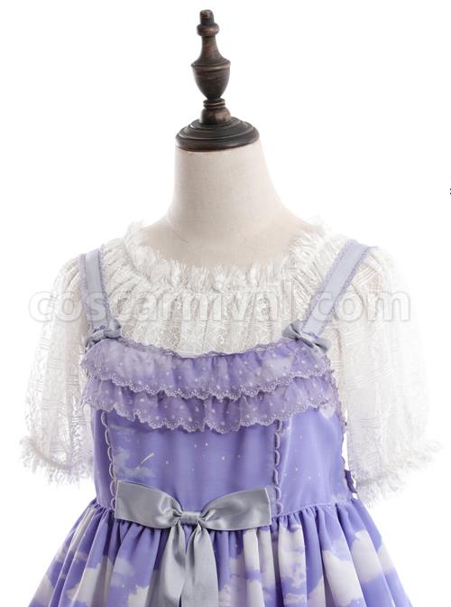 Off Shoulder Lolita Puff Sleeve Lace Short Blouse coscarnival