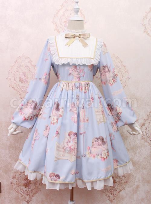 Oil-Painting-Angel-Series-Bowknot-Classic-Lolita-Long-Sleeve-Dress-coscarnival-4526