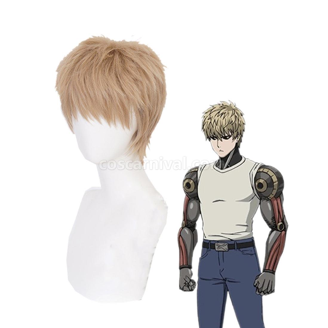 One Punch Man Genos Demon Cyborg Short Khaki Cosplay Wigs coscarnival011116002