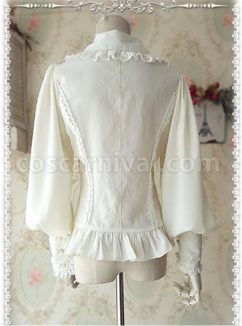 Ordinary Leg-of-mutton Sleeve Milky White Chiffon Classic Lolita Shirt coscarnival
