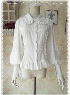 Ordinary Leg-of-mutton Sleeve White Chiffon Classic Lolita Shirt coscarnival