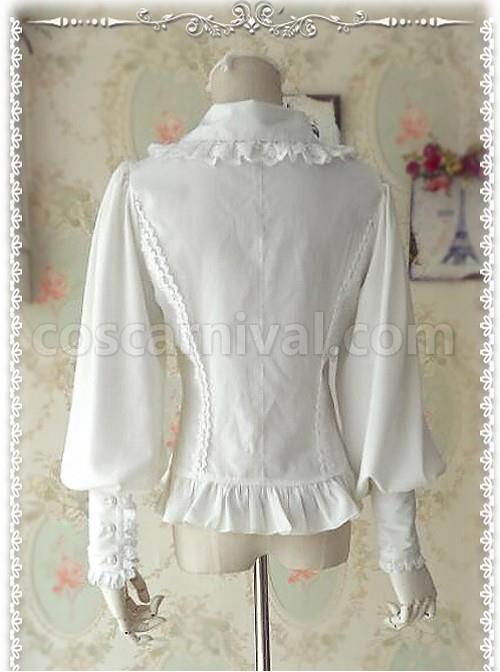 Ordinary Leg-of-mutton Sleeve White Chiffon Classic Lolita Shirt