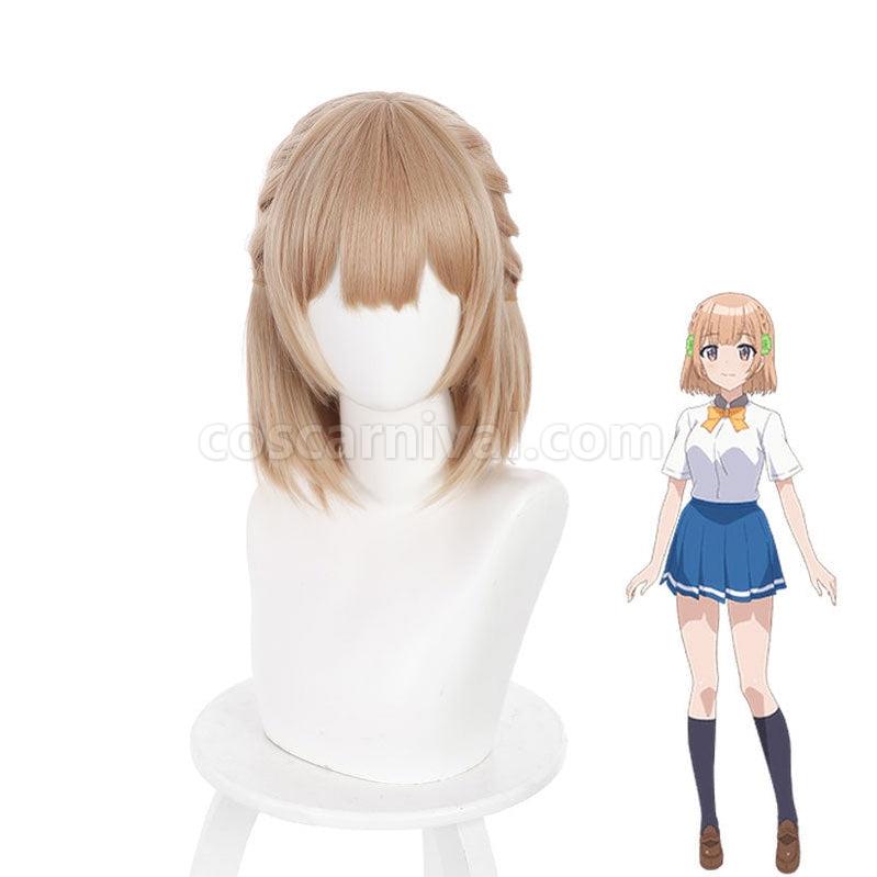 Osananajimi ga Zettai ni Makenai Love Comedy Shida Kuroha Brownish Yellow Short Cosplay Wig coscarnival011111841