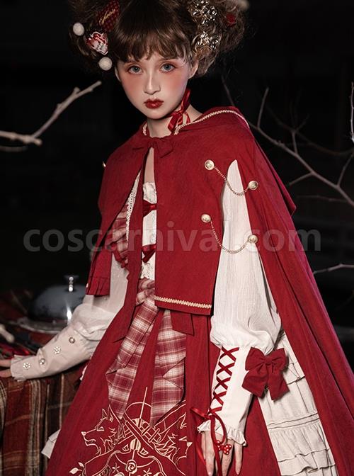 Palace-Little-Red-Riding-Hood-Series-Lace-Ruffled-Plaid-Bowknot-Grey-Wolf-Rose-Embroidery-Christmas-Classic-Lolita-Dress-Cloak-Set-coscarnival-2438