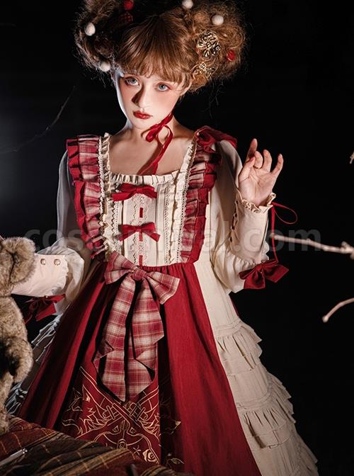 Palace-Little-Red-Riding-Hood-Series-Lace-Ruffled-Plaid-Bowknot-Grey-Wolf-Rose-Embroidery-Christmas-Classic-Lolita-Dress-Cloak-Set-coscarnival-2452