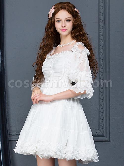 Palace-Style-Retro-White-Chiffon-Puff-Sleeve-Classic-Lolita-Dress-coscarnival-722