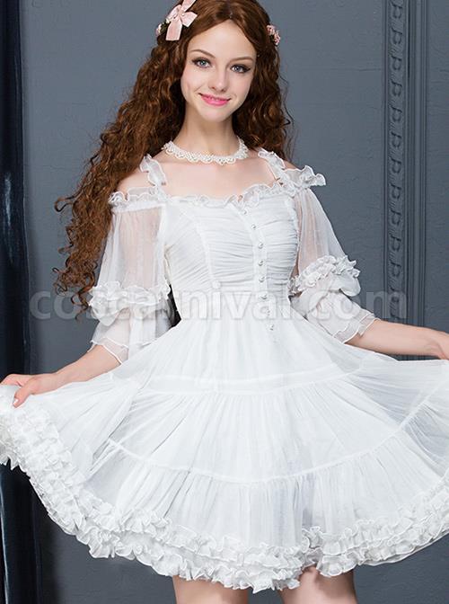 Palace-Style-Retro-White-Chiffon-Puff-Sleeve-Classic-Lolita-Dress-coscarnival-729
