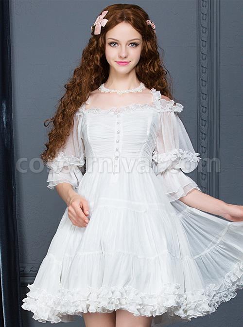 Palace-Style-Retro-White-Chiffon-Puff-Sleeve-Classic-Lolita-Dress-coscarnival-740