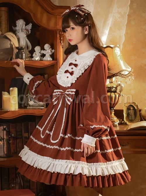 Pastoral-Rabbit-Series-OP-Pleated-Ruffle-Doll-Collar-Big-Bowknot-Hem-Pleats-Classic-Lolita-Long-Sleeve-Dress-coscarnival-2439