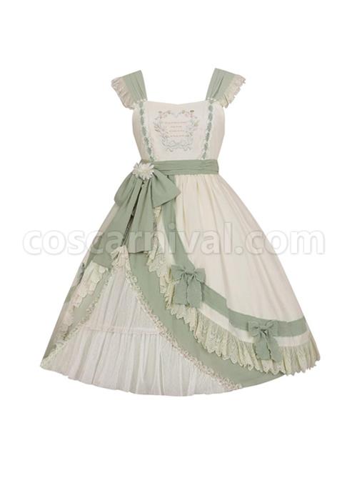Pastoral-Style-Elegant-Embroidery-Green-Fresh-Lace-Irregular-Hem-Design-Classic-Lolita-Sleeveless-Dress-coscarnival-2408