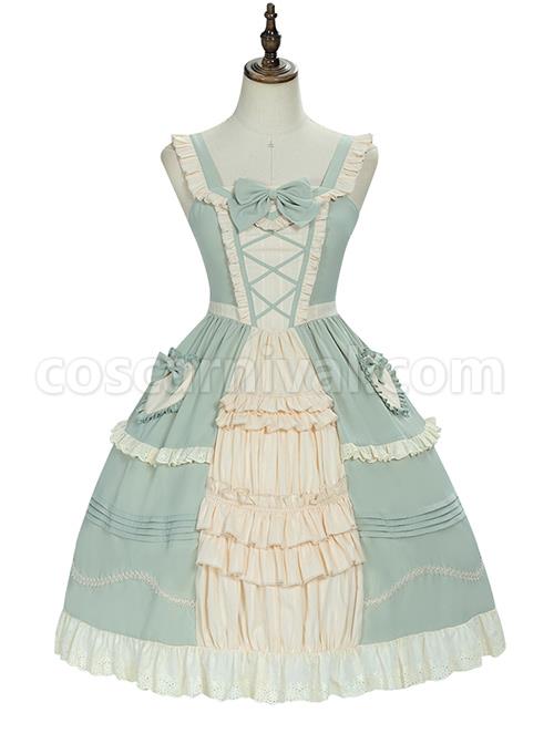Pastoral-Style-Light-Green-Sweet-Lolita-Sling-Dress-And-Shirt-Set-coscarnival-619