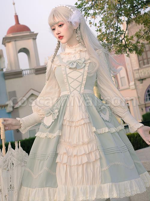 Pastoral-Style-Light-Green-Sweet-Lolita-Sling-Dress-And-Shirt-Set-coscarnival-639