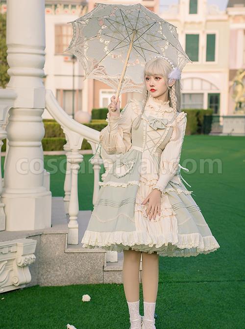 Pastoral-Style-Light-Green-Sweet-Lolita-Sling-Dress-And-Shirt-Set-coscarnival-646