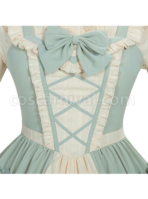Pastoral-Style-Light-Green-Sweet-Lolita-Sling-Dress-And-Shirt-Set-coscarnival-655