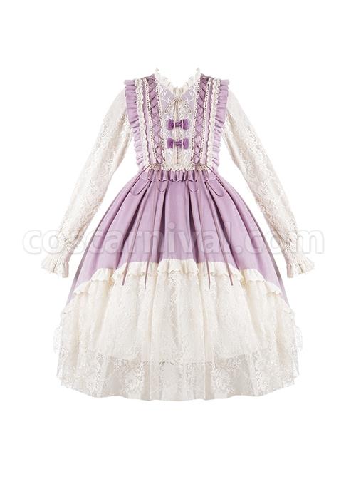 Pastoral-Style-Retro-Elegant-Lace-Velvet-Stitching-Spring-Autumn-Lace-Up-Classic-Lolita-Long-Sleeved-Dress-coscarnival-2396