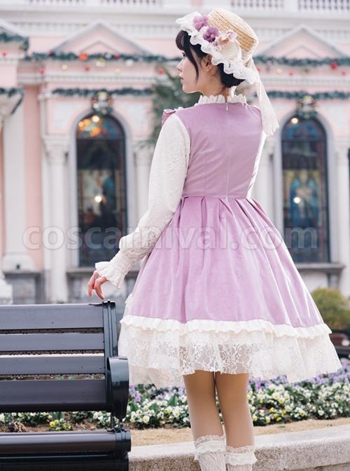 Pastoral-Style-Retro-Elegant-Lace-Velvet-Stitching-Spring-Autumn-Lace-Up-Classic-Lolita-Long-Sleeved-Dress-coscarnival-2421