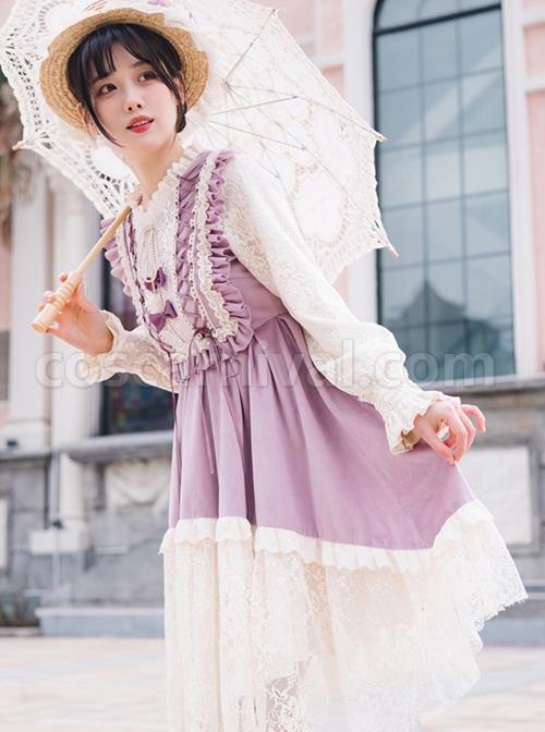 Pastoral-Style-Retro-Elegant-Lace-Velvet-Stitching-Spring-Autumn-Lace-Up-Classic-Lolita-Long-Sleeved-Dress-coscarnival-2430