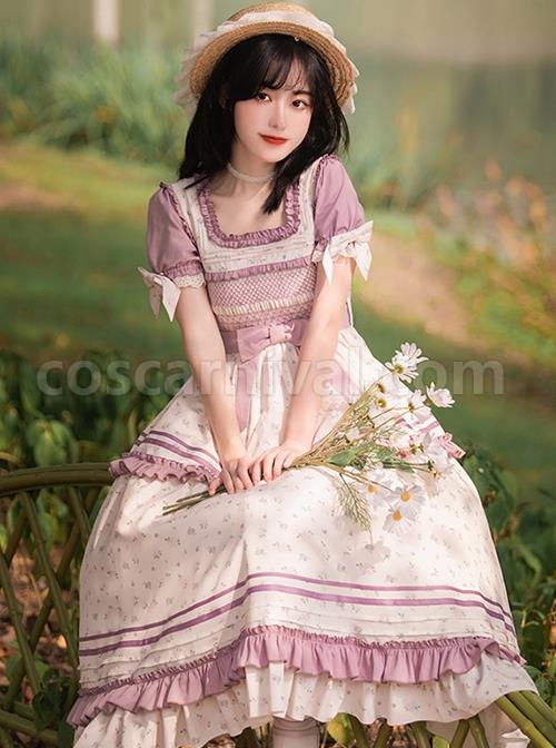 Pastoral-Style-Square-Neck-Floral-Bow-Knot-Decoration-Detachable-Sleeves-Classic-Lolita-Long-Short-Sleeve-Dress-coscarnival-2390