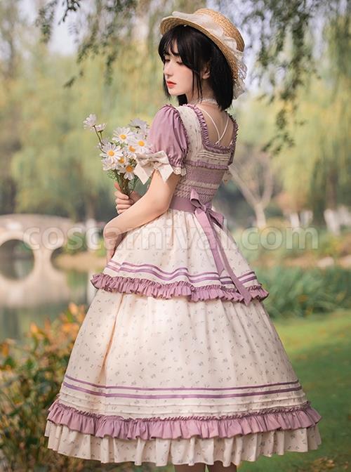 Pastoral-Style-Square-Neck-Floral-Bow-Knot-Decoration-Detachable-Sleeves-Classic-Lolita-Long-Short-Sleeve-Dress-coscarnival-2412