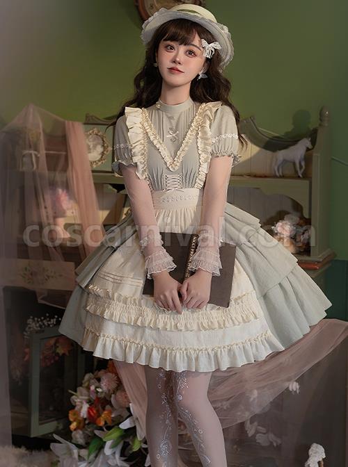 Pastoral-Style-Stand-Collar-Puff-Sleeve-Stitching-Wave-Dot-Mesh-Fake-Two-Piece-Design-Classic-Lolita-Long-Sleeved-Dress-coscarnival-2388