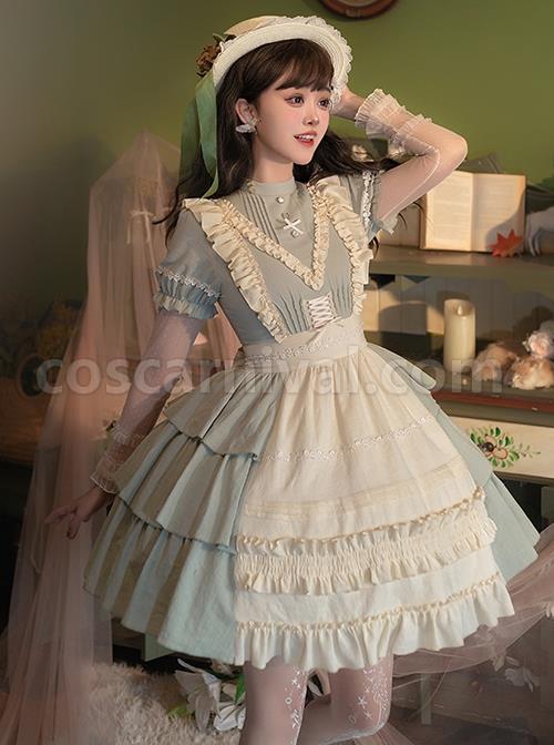 Pastoral-Style-Stand-Collar-Puff-Sleeve-Stitching-Wave-Dot-Mesh-Fake-Two-Piece-Design-Classic-Lolita-Long-Sleeved-Dress-coscarnival-2397