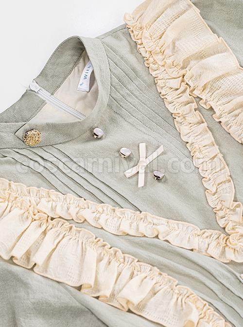 Pastoral-Style-Stand-Collar-Puff-Sleeve-Stitching-Wave-Dot-Mesh-Fake-Two-Piece-Design-Classic-Lolita-Long-Sleeved-Dress-coscarnival-2433