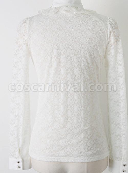 Pearl Small High Collar Lace Lolita Long Sleeve Shirt coscarnival