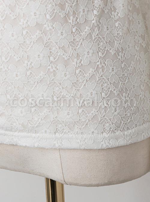 Pearl Small High Collar Lace Lolita Long Sleeve Shirt coscarnival