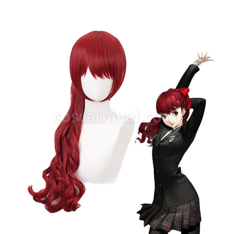 Persona 5 Kasumi Yoshizawa Long Wine Red Cosplay Wigs coscarnival011114136
