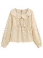 Petal Collar Jacquard Long Sleeve Sweet Lolita Shirt coscarnival