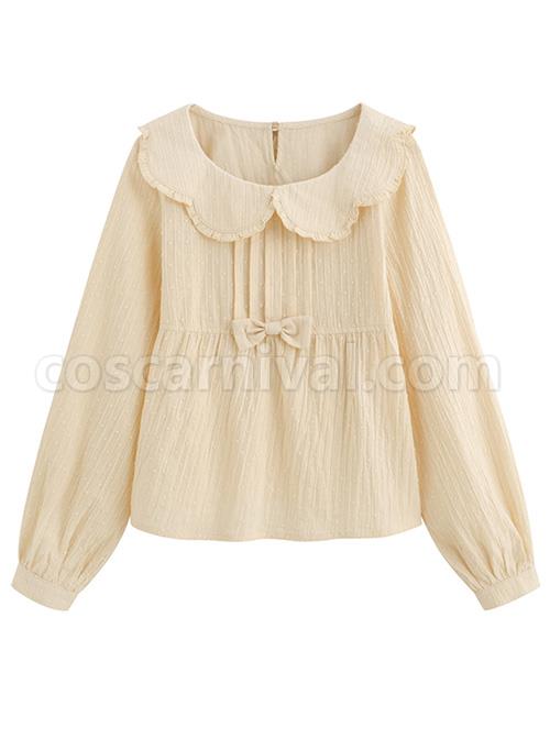 Petal Collar Jacquard Long Sleeve Sweet Lolita Shirt coscarnival